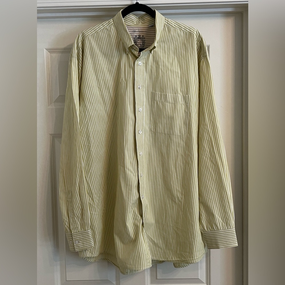 Cutter & Buck Light Green Striped Button Down Shirt